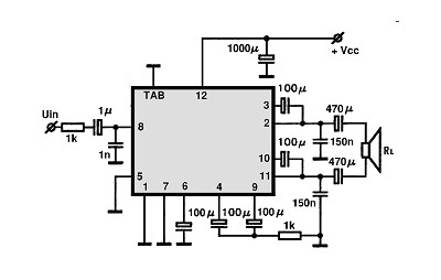 LA4550 BTL circuito eletronico